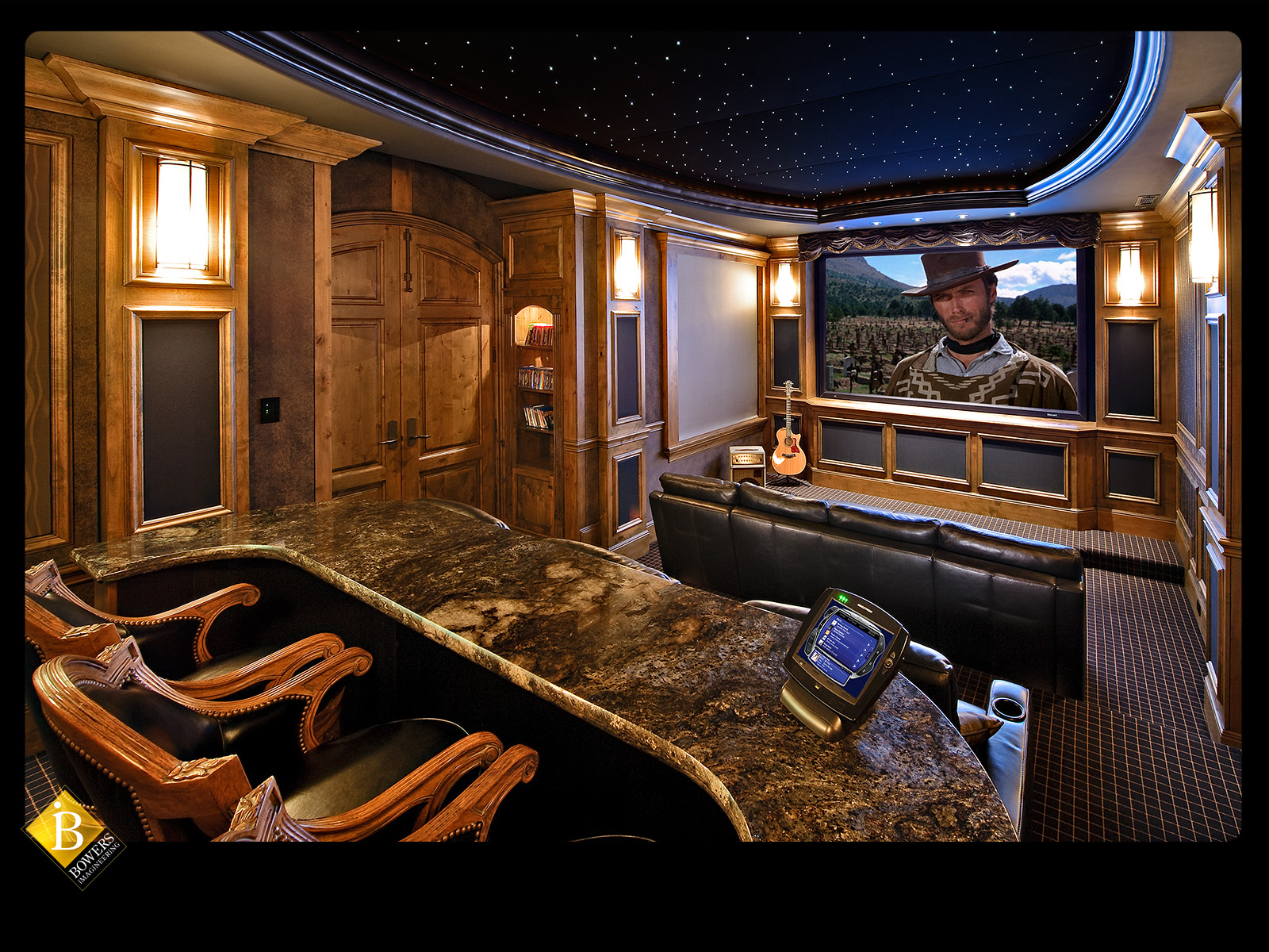 Dedicated home theater with tiered seating in a Reno-area residence